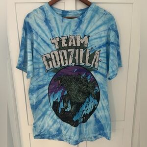 Godzilla vs Kong Graphic T-shirt Blue Tie-Dye Men’s size Large
